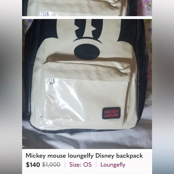 Rare Disney loungefly Mickey Mouse big face  backpack with ears main image 7